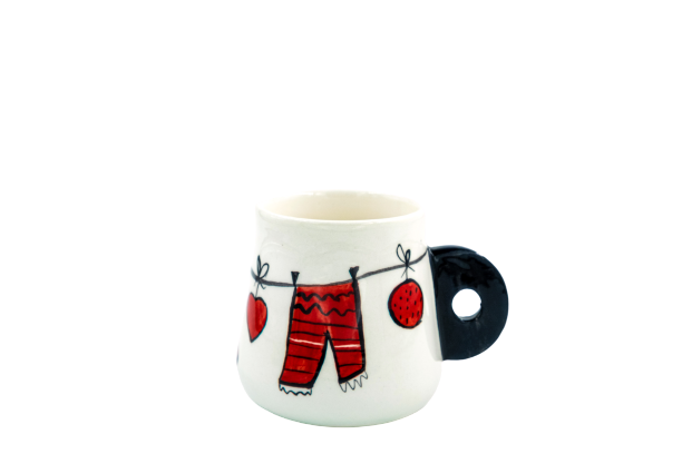 CHRISTMAS GLAZED MUG WITH HANDLE AND SANTA’S CLOTHES PATTERN