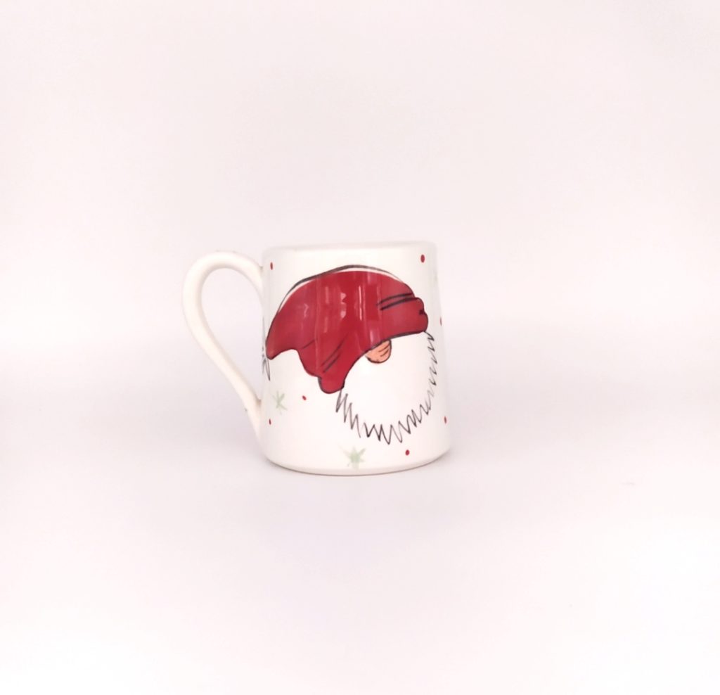 CHRISTMAS GLAZED MUG WITH HANDLE AND SANTA PATTERN