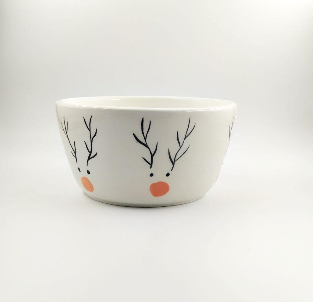 CHRISTMAS FOOD BOWL SMALL - REINDEERS