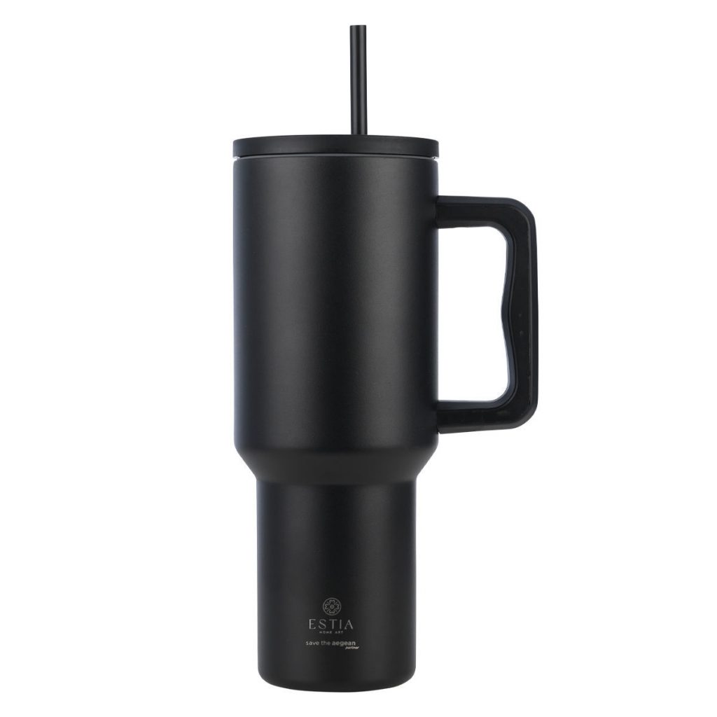 ΘΕΡΜΟΣ STRAW TUMBLER XL SAVE THE AEGEAN 1200ml MIDNIGHT BLACK