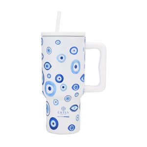 ESTIA THERMOS STRAW TUMBLER XL SAVE THE AEGEAN 900ml SPIRIT OF LUCK