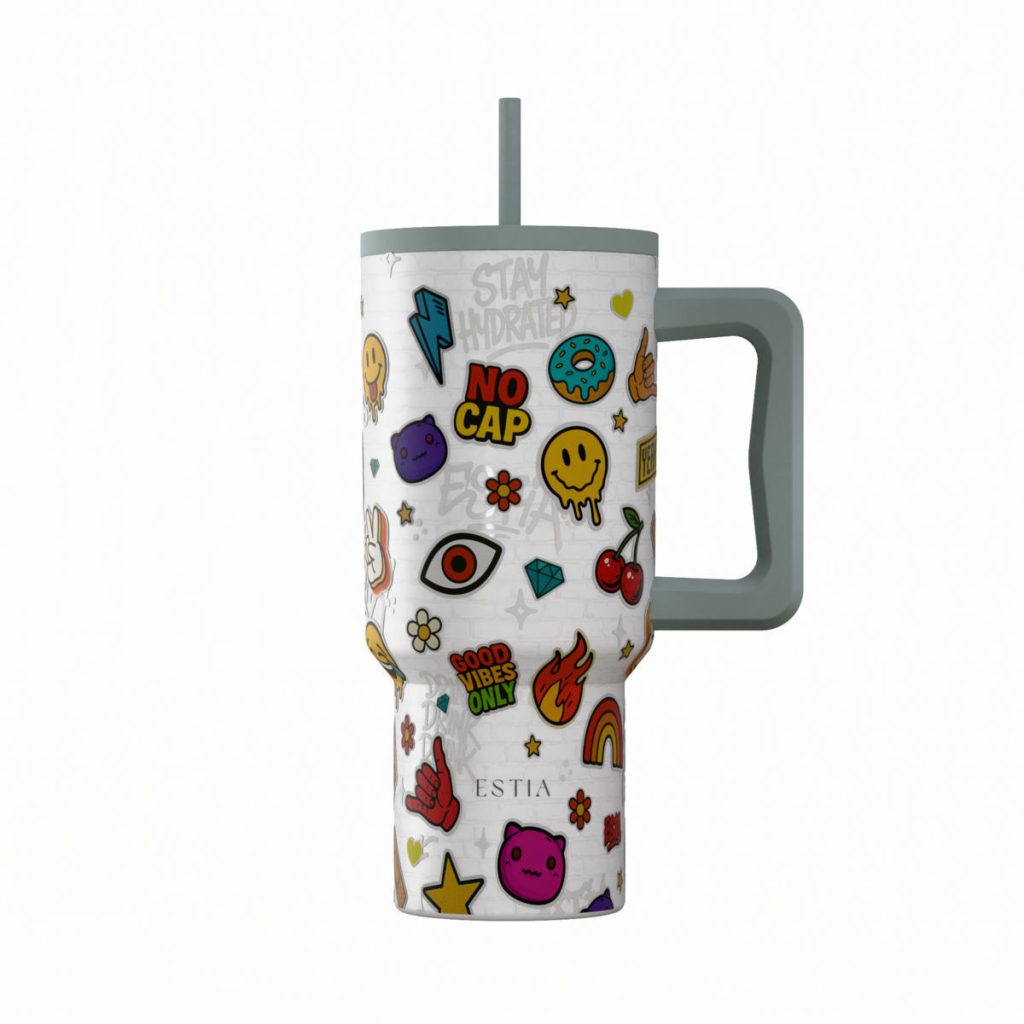 ESTIA THERMOS STRAW TUMBLER XL SAVE THE AEGEAN 900ml URBAN VIBES